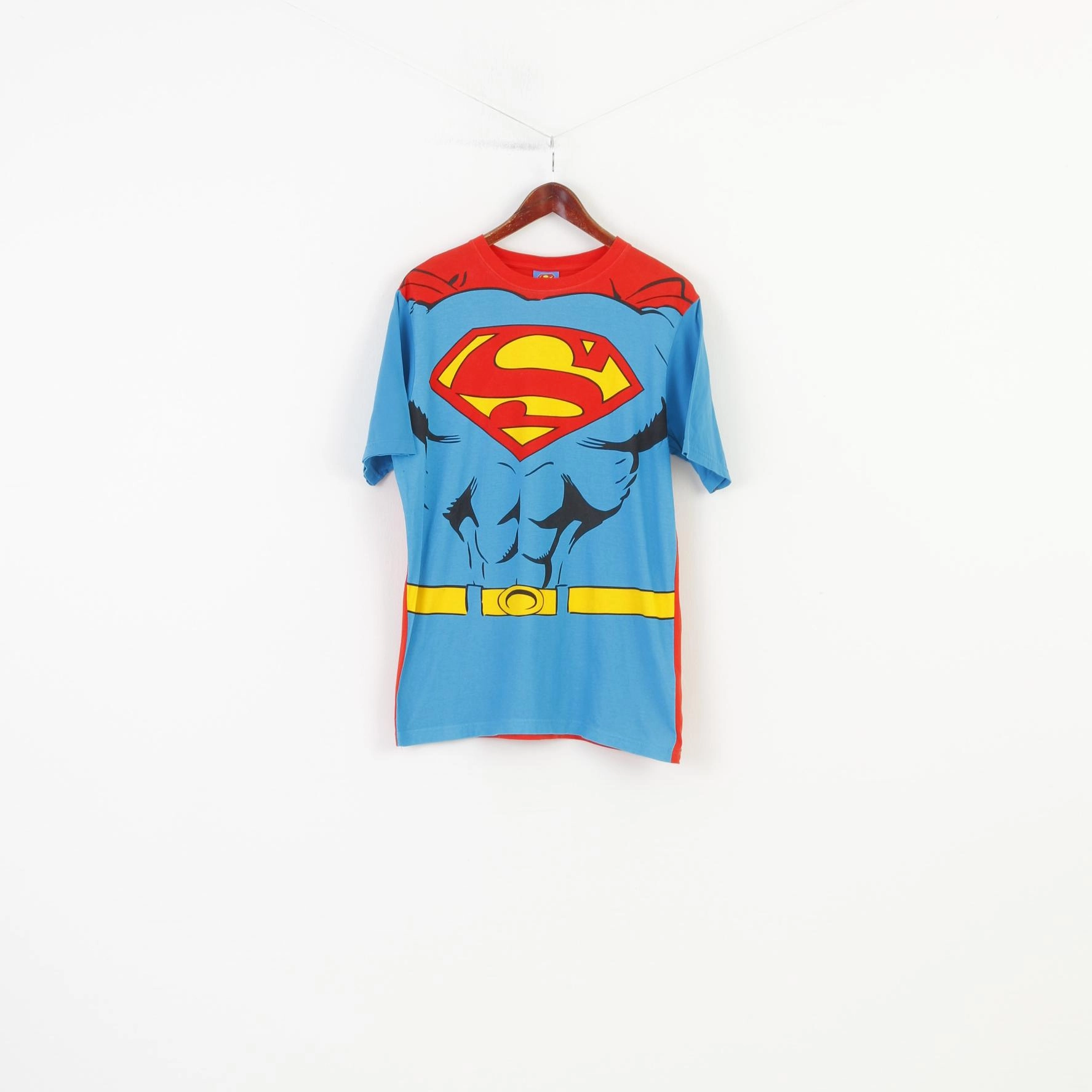 Smart Layering Superman Men L T-Shirt Comic Superman Blue  Crew Neck Vintage Top