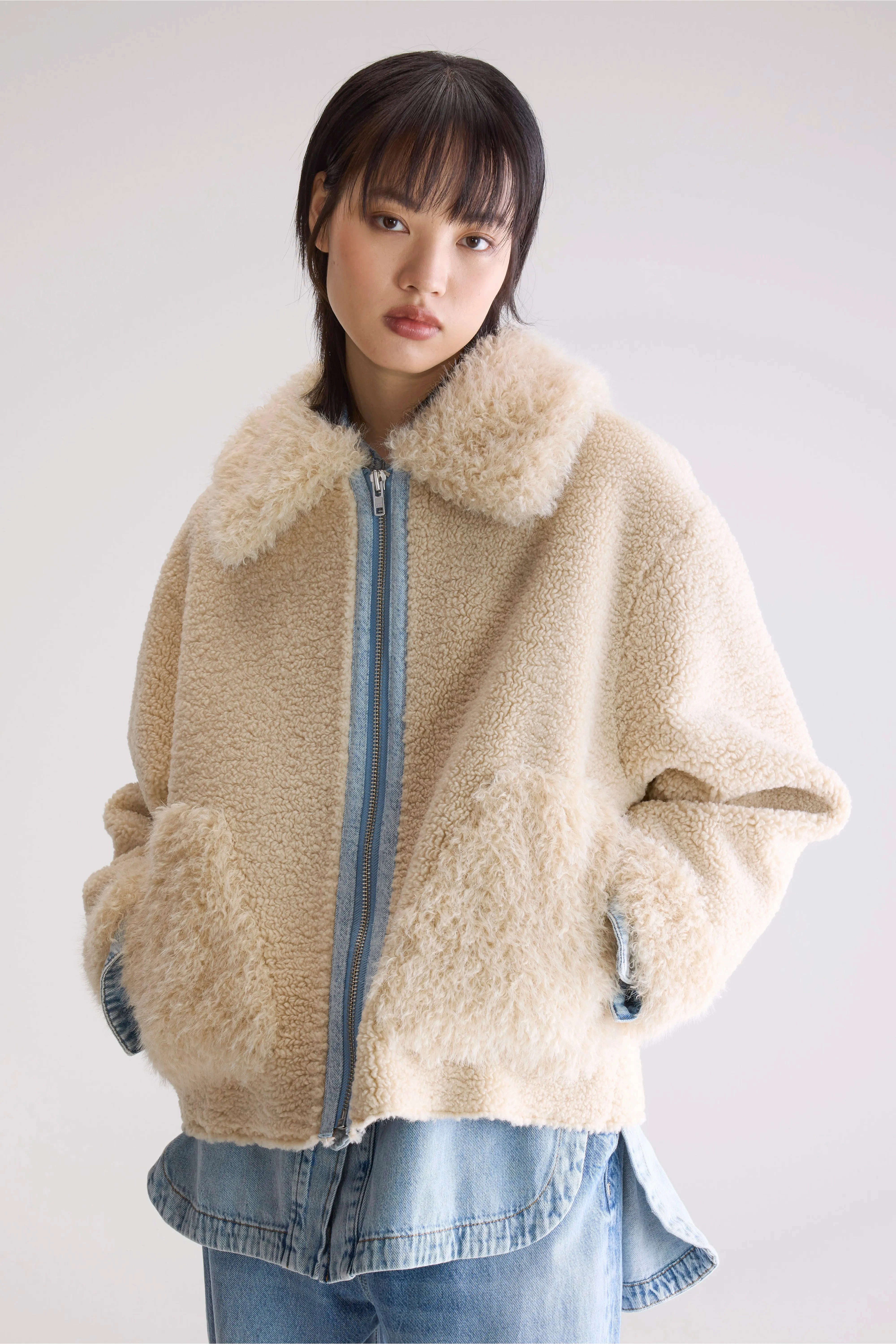 Jakarta faux fur and shearling jacket (252 / W / MINERAL) All Season Fit