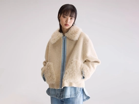 Jakarta faux fur and shearling jacket (252 / W / MINERAL) Clean Fit NonBulkyLayering