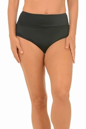 Wide Waistband Swim Brief Stretchable Material Longline-Silhouette