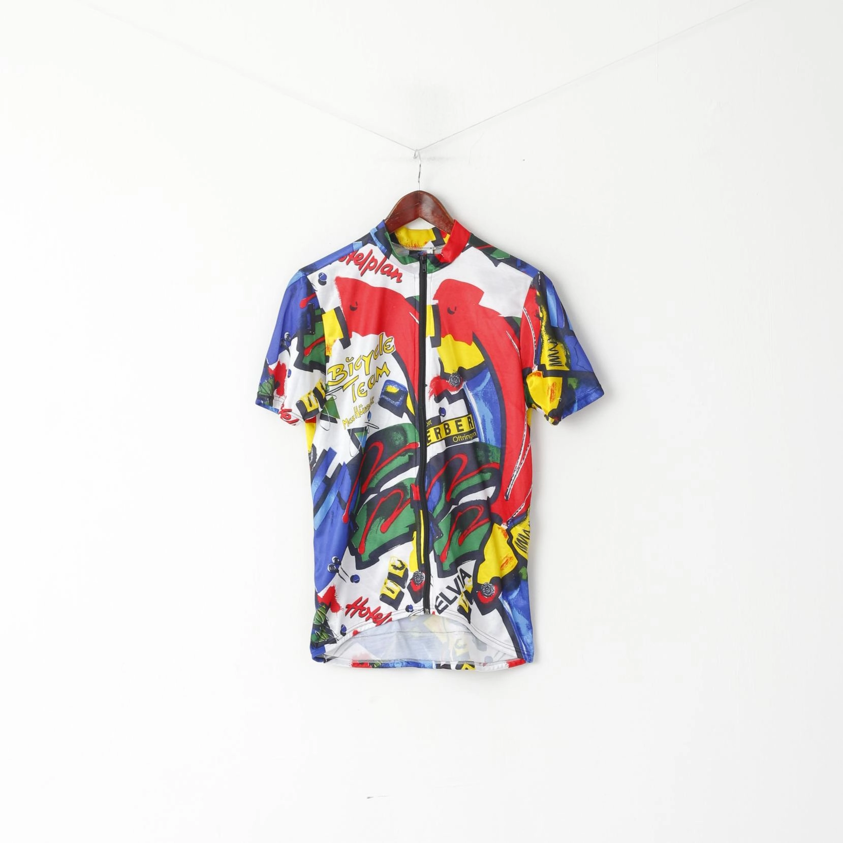 Swiss Bicycle Team Max Hurzeler Men L Cycling Shirt Multicolor Jersey Bike Full Zipper Top Holiday Style Trend Sun Protection