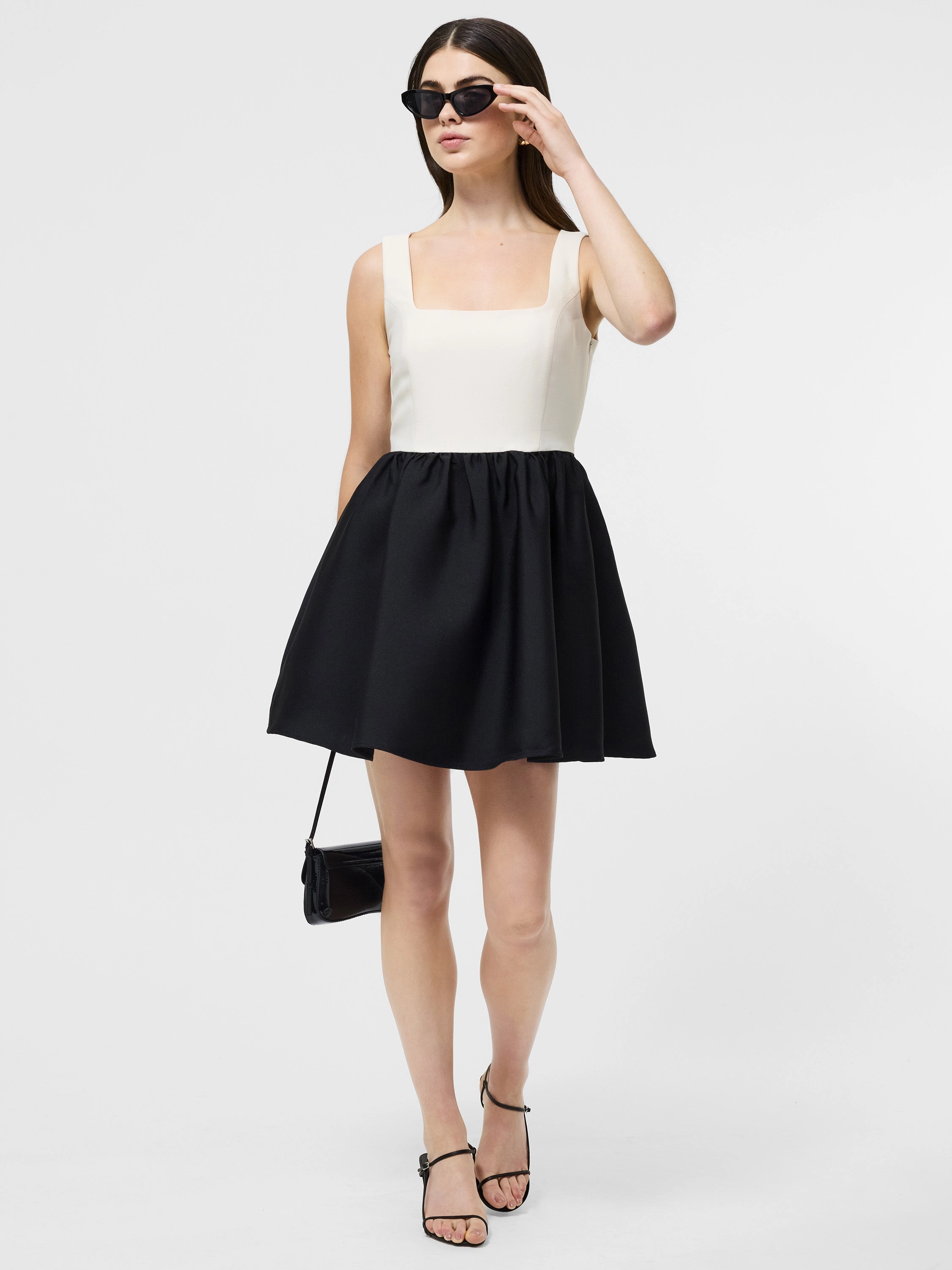 Casual Comfort Feminine Structure Taffeta Square Neck Mini Dress