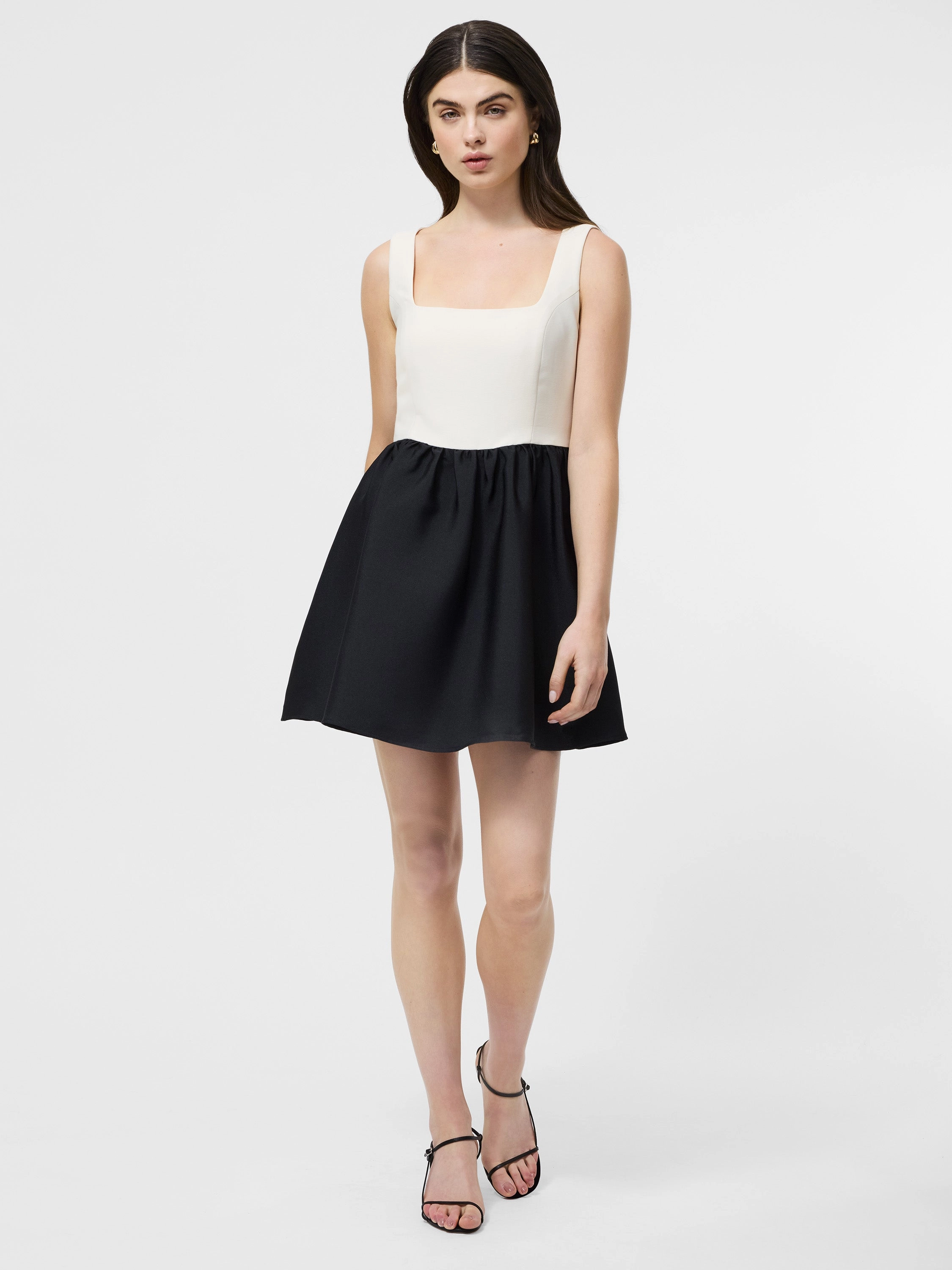 Stylish Feel Taffeta Square Neck Mini Dress