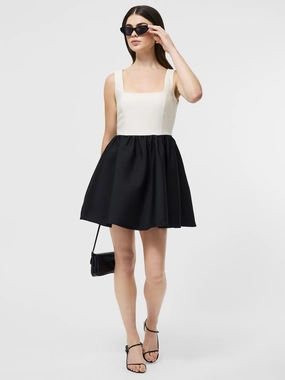 Casual Comfort Feminine Structure Taffeta Square Neck Mini Dress