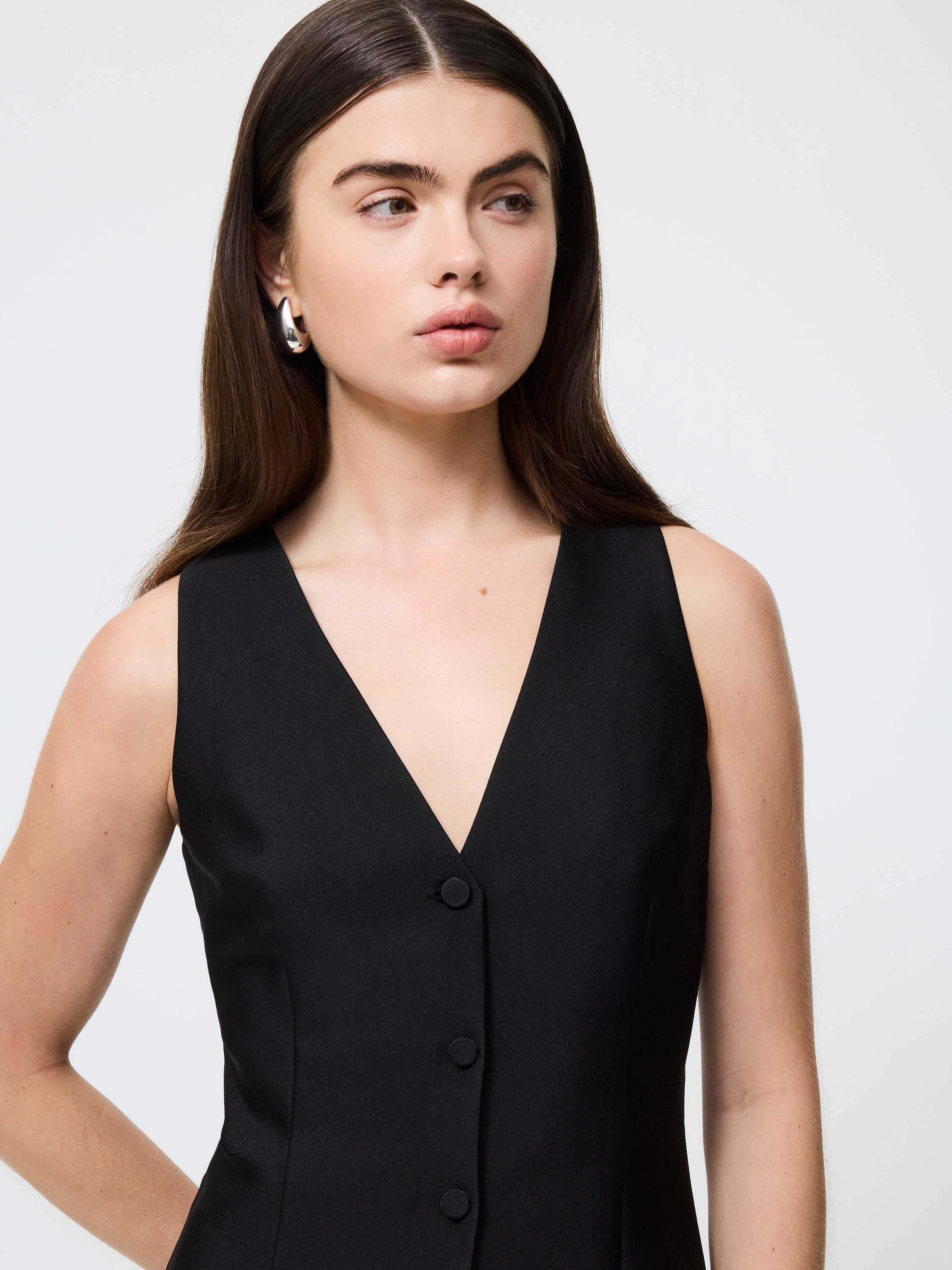 Taffeta V-Neck Mini Dress Move Free Light Drape