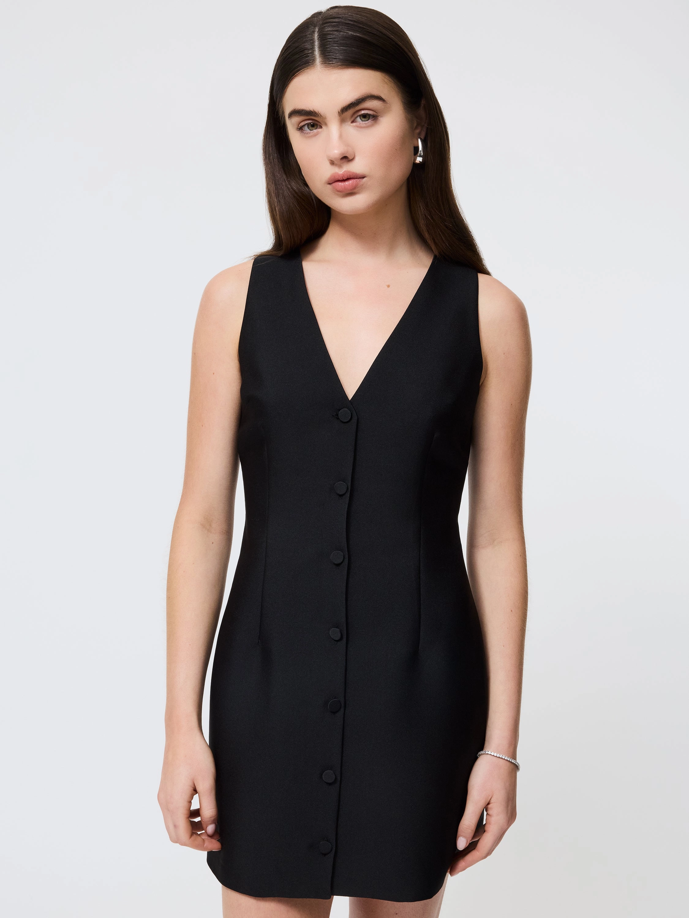 summer look Mid Fit Taffeta V-Neck Mini Dress