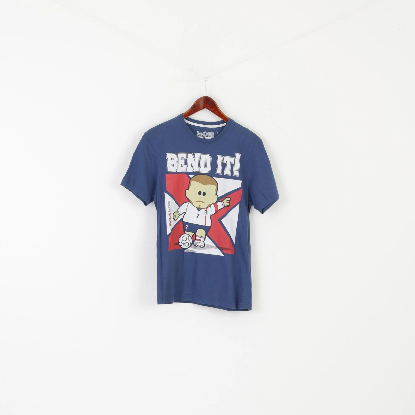 Weenicons Sport Men S Shirt Navy Cotton Graphic Bend It Crew Neck Top light layering Cozy Essentials