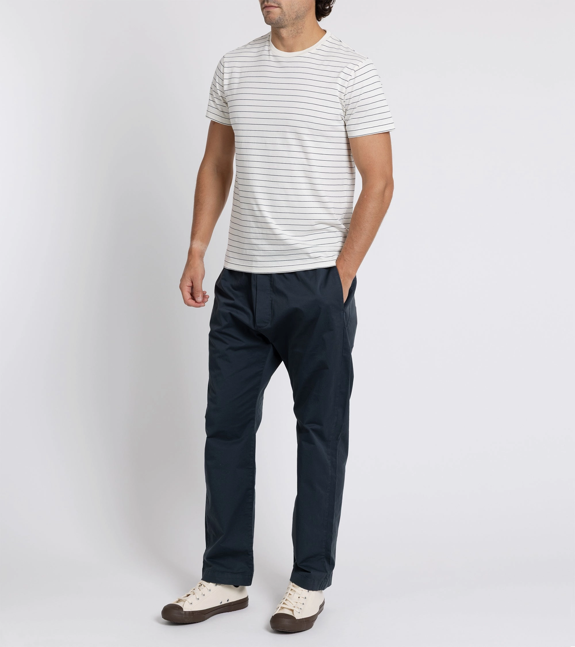 Active Performance Zero Waste Manufacturing Barena Bativoga Trevo Cotton Twill Trousers: Navy