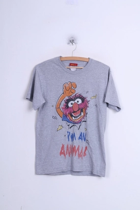 Cozy Vibes Versatile Style The Muppets Mens S T-Shirt Top Crew Neck Grey Im An Animal Cotton