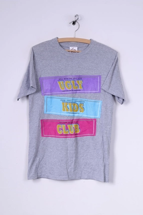 Chill Comfort Look The Ugly Kids Club Mens S Graphic T-Shirt Grey Crew Neck Short Sleeve Top