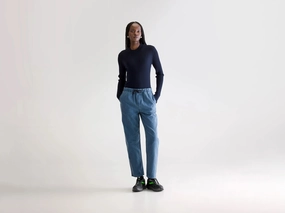 Body Fit Elastic waist Pizzy relaxed trousers (252 / W / BLUES)