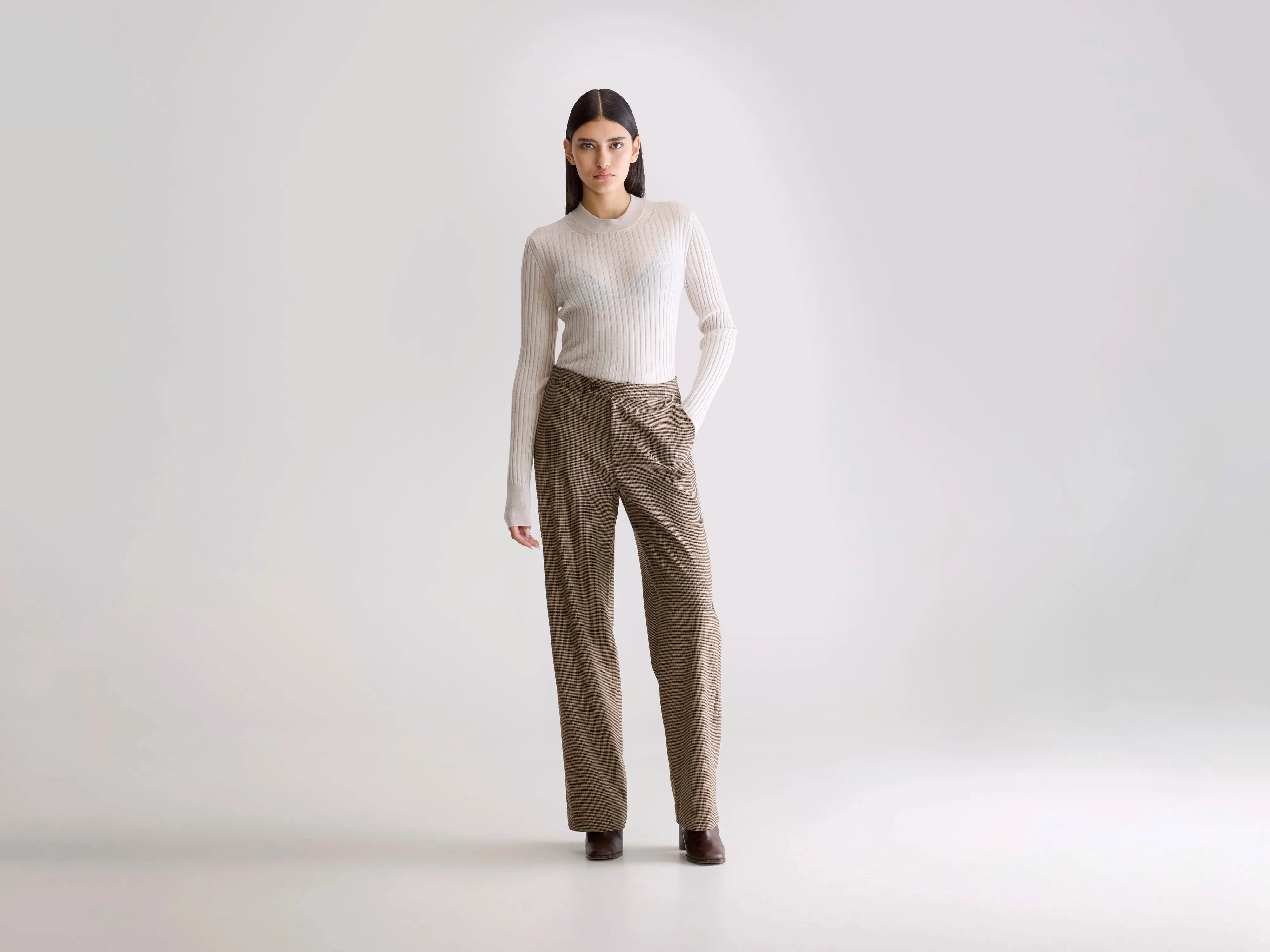 Tilla tailored trousers (252 / W / CHECK A) Light Stretch Minimal Fit