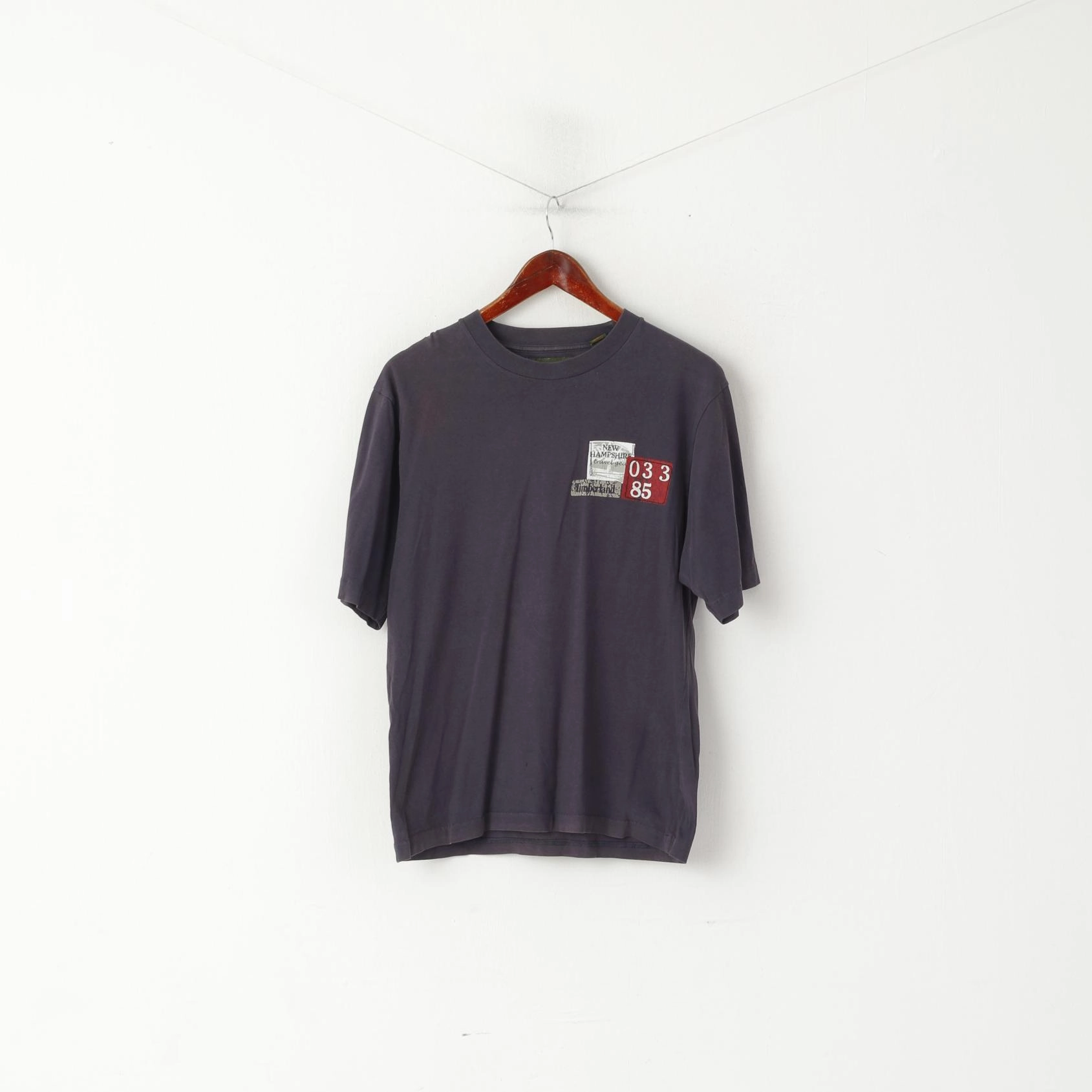 Timberland Men M (S) T-Shirt Navy Cotton Vintage New Hampshire Crew NeckTop Cool and casual