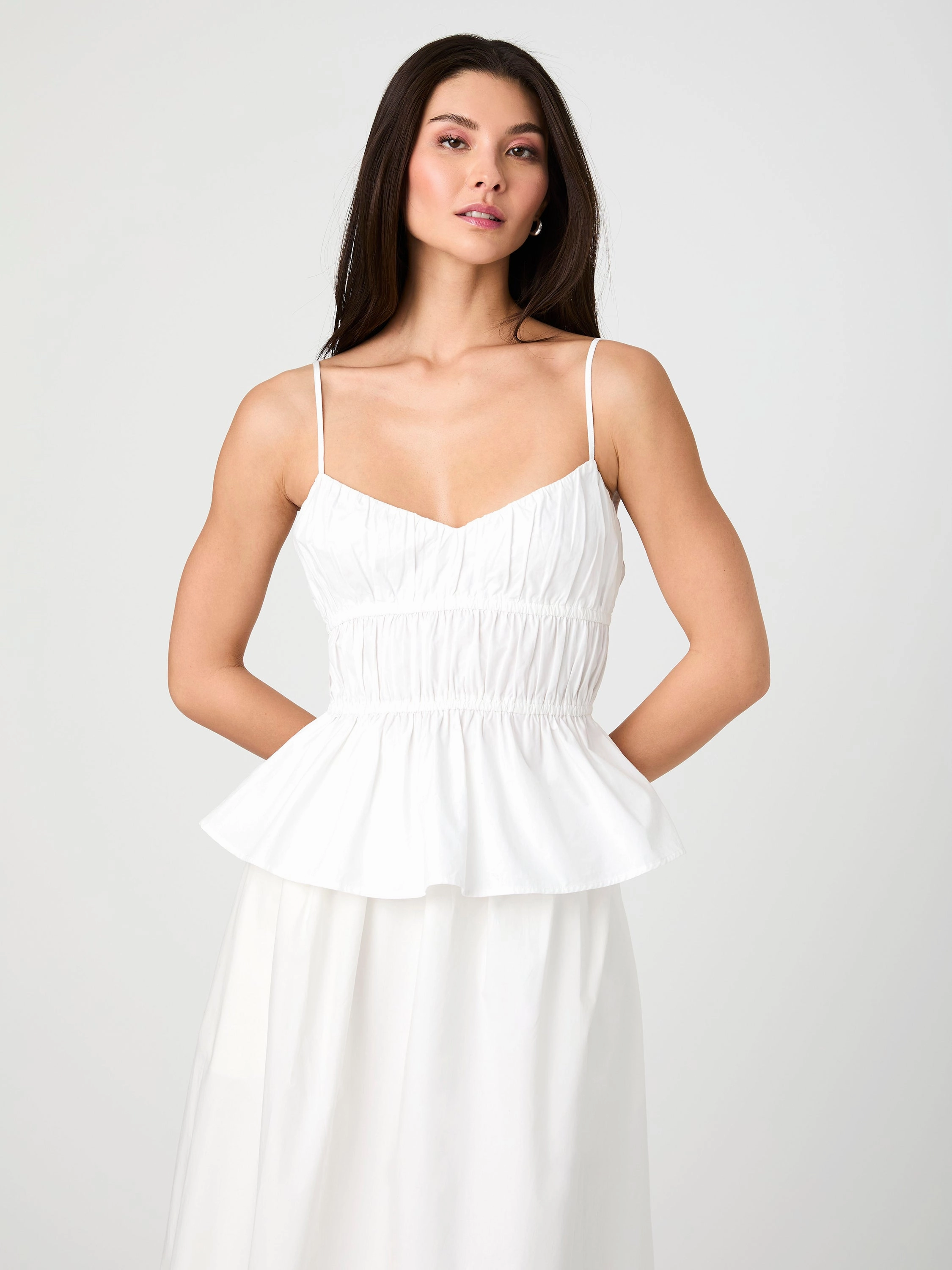 Poplin Strappy Peplum Top Summer Air Elegant Everyday