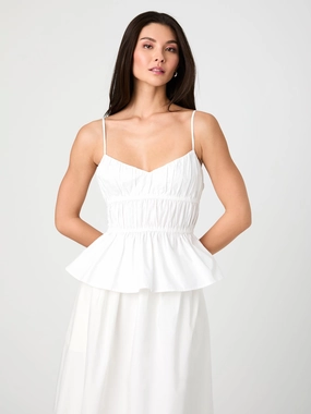 Back Detail Lace Soft Poplin Strappy Peplum Top