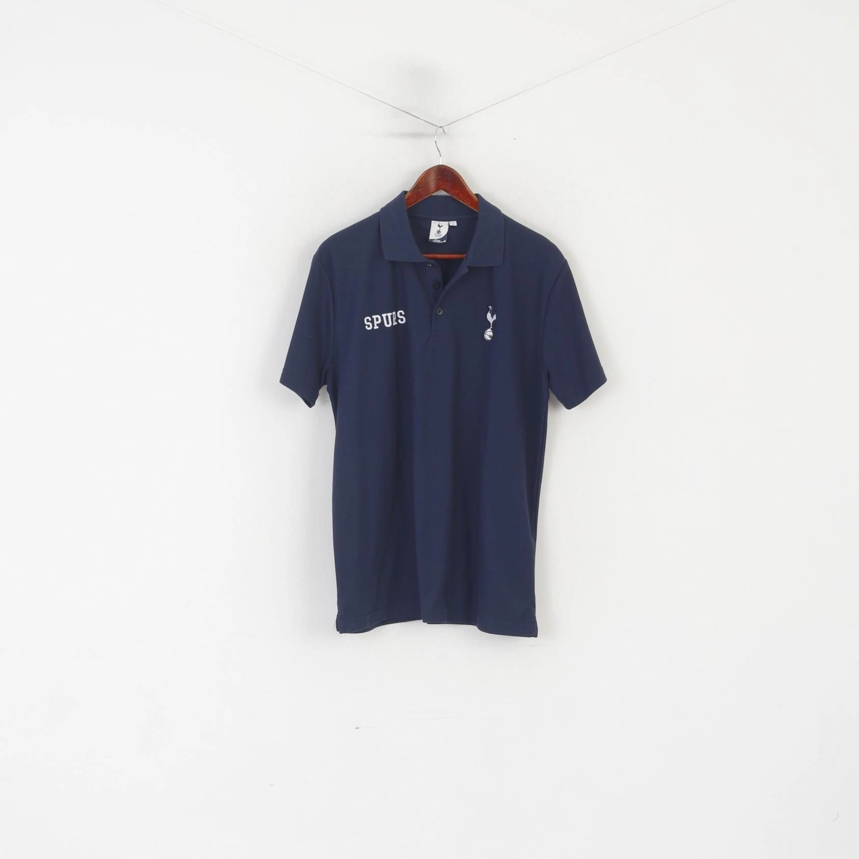 Tottenham Hotspur Men L Polo Shirt Navy Cotton Football Spurs Jersey Top Perfect for Travel Complementary Colors