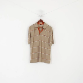 Functional Wearable Paul & Shark Yachting Men XL Polo Shirt Beige Striped Cotton Italy Vintage Top