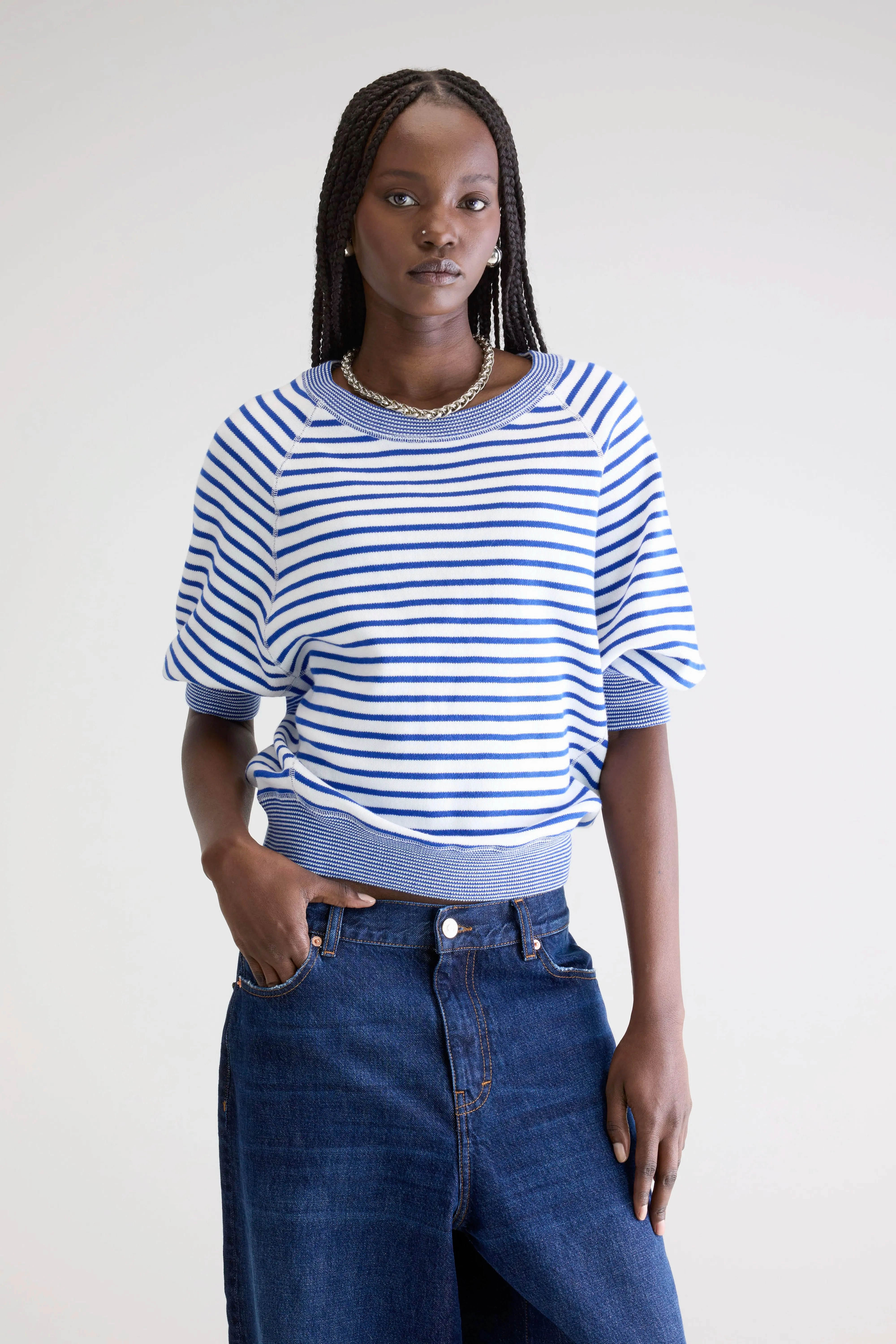 Anglet crew-neck sweater (242 / W / STRIPE A) Cold Weather Turtleneck Variation