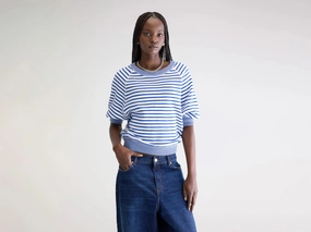 Anglet crew-neck sweater (242 / W / STRIPE A) Stretch Ribbing