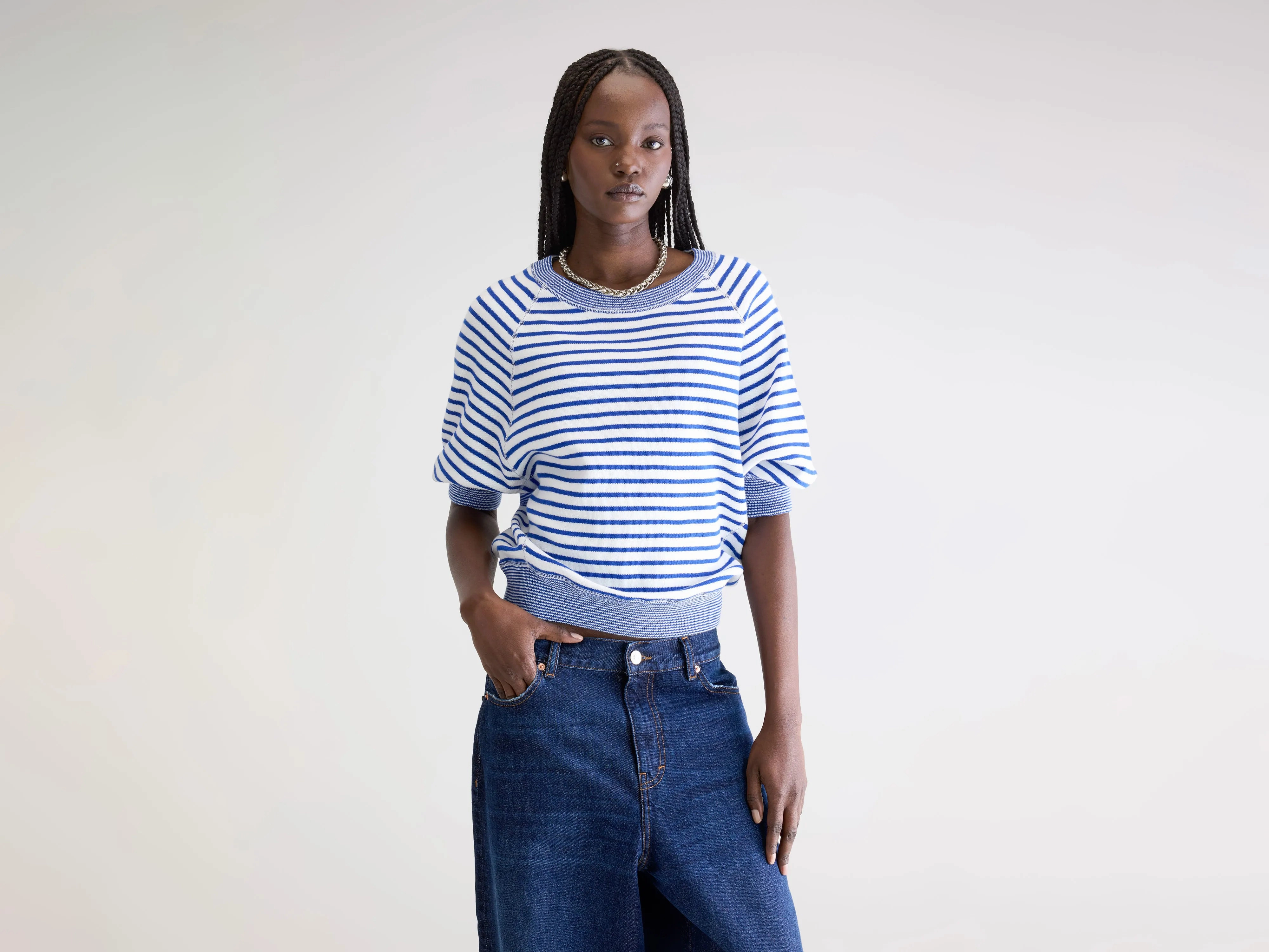 forest hike Anglet crew-neck sweater (242 / W / STRIPE A)