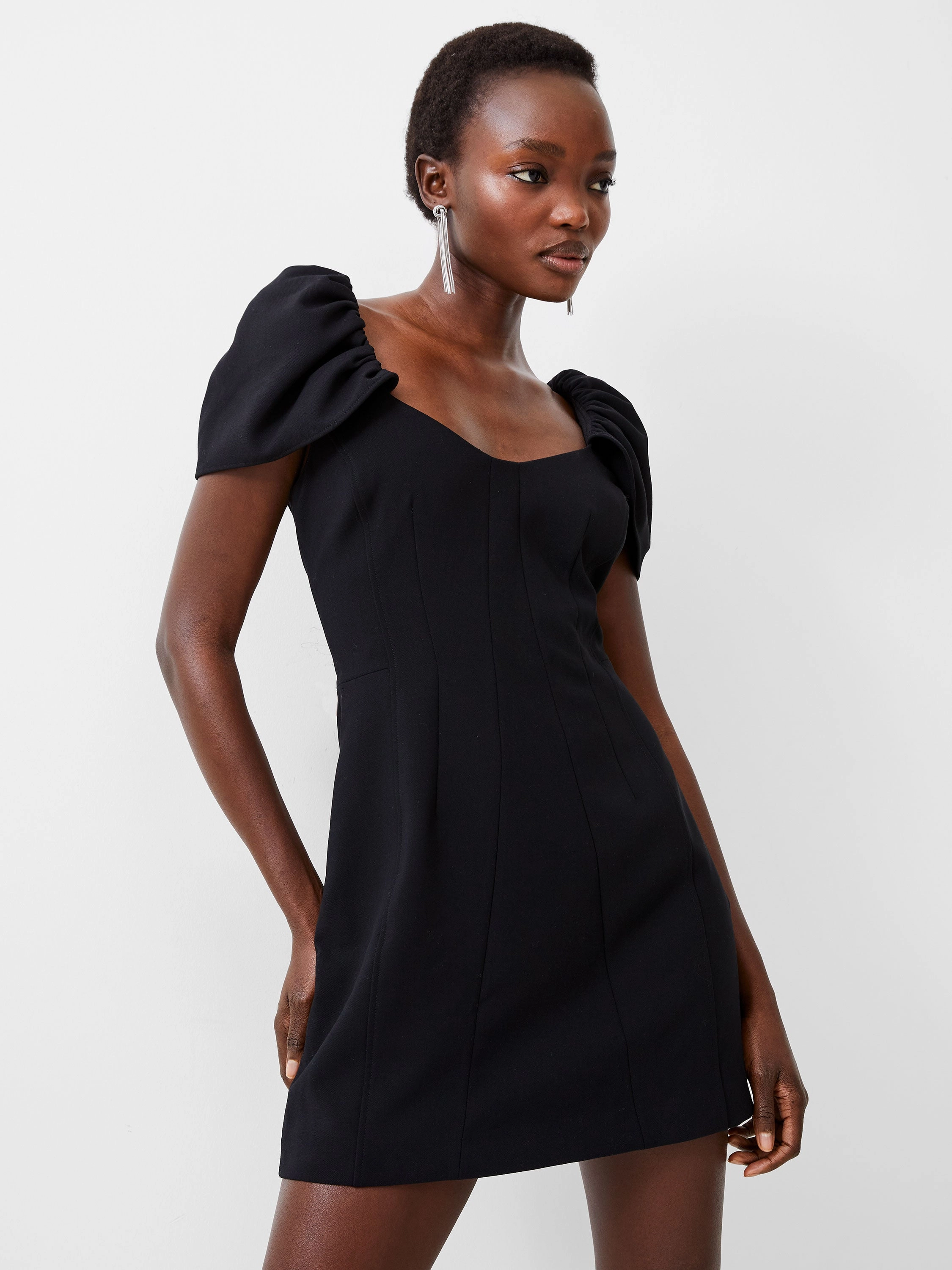 Sculpted Fit Clasp-Closure Whisper Gathered Sleeve Dress