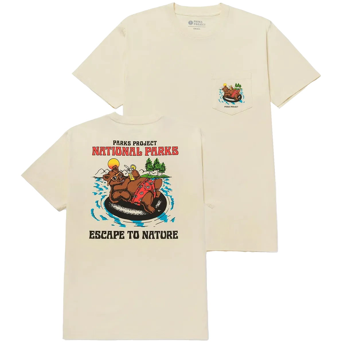 Men's Escape to Nature Bear Float Pocket Tee School spirit