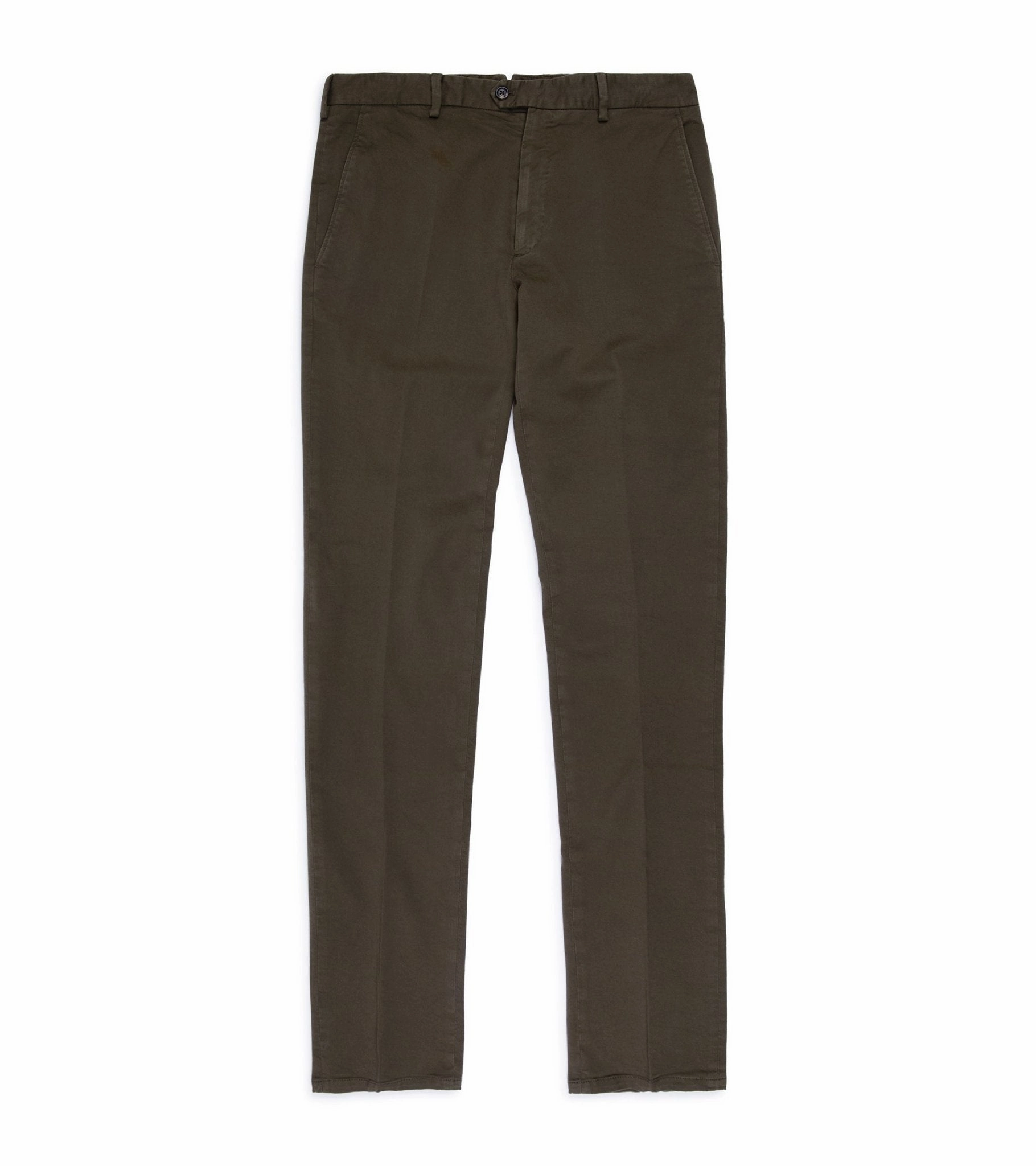 Thermal Regulating Multipurpose Design Trunk Welbeck Flat Front Cotton Trousers: Olive