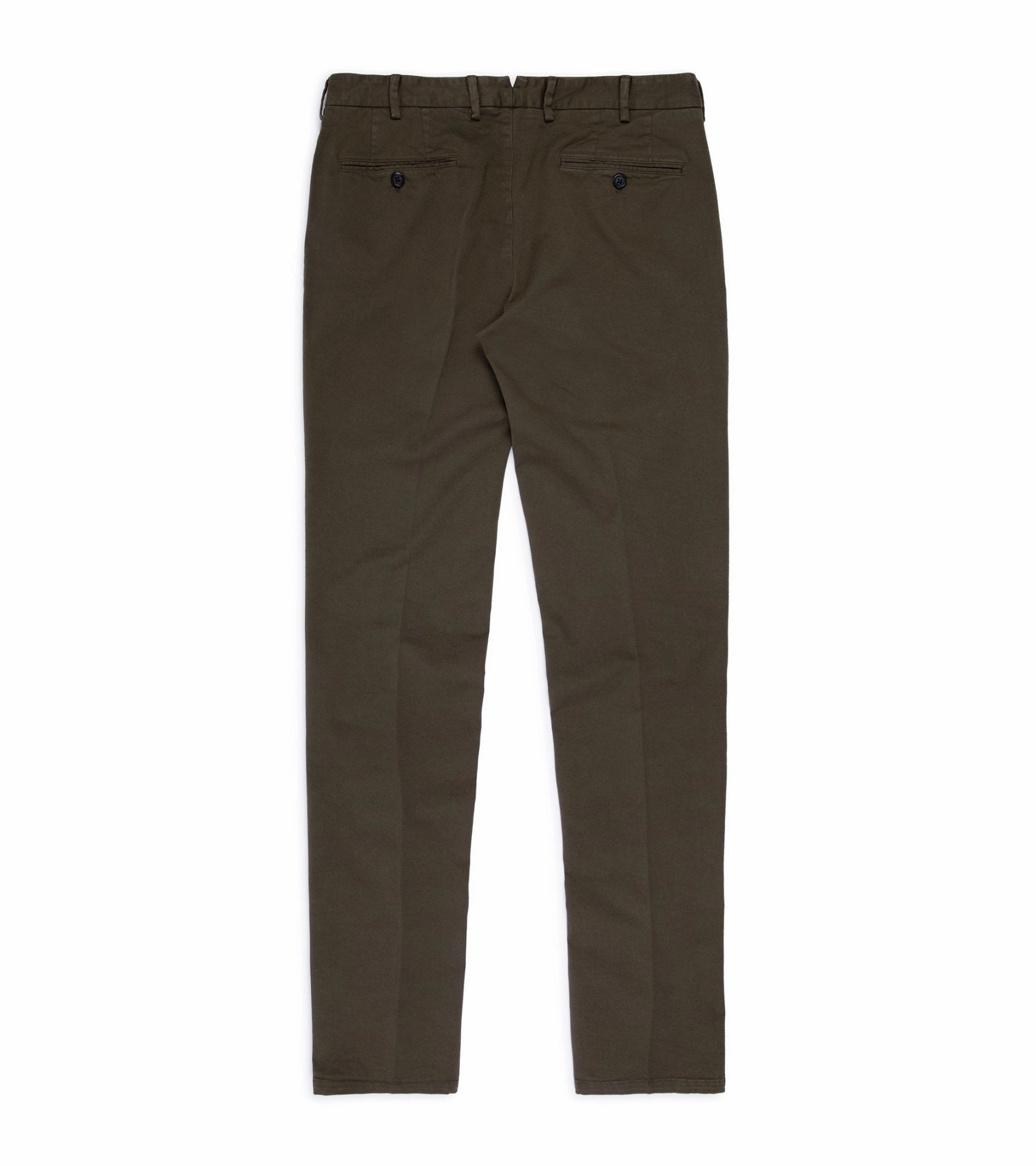 Contrast Trim Trunk Welbeck Flat Front Cotton Trousers: Olive