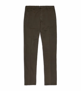 Thermal Regulating Multipurpose Design Trunk Welbeck Flat Front Cotton Trousers: Olive