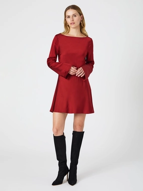 Ennis Satin Longsleeve Mini Dress Charming Comfort
