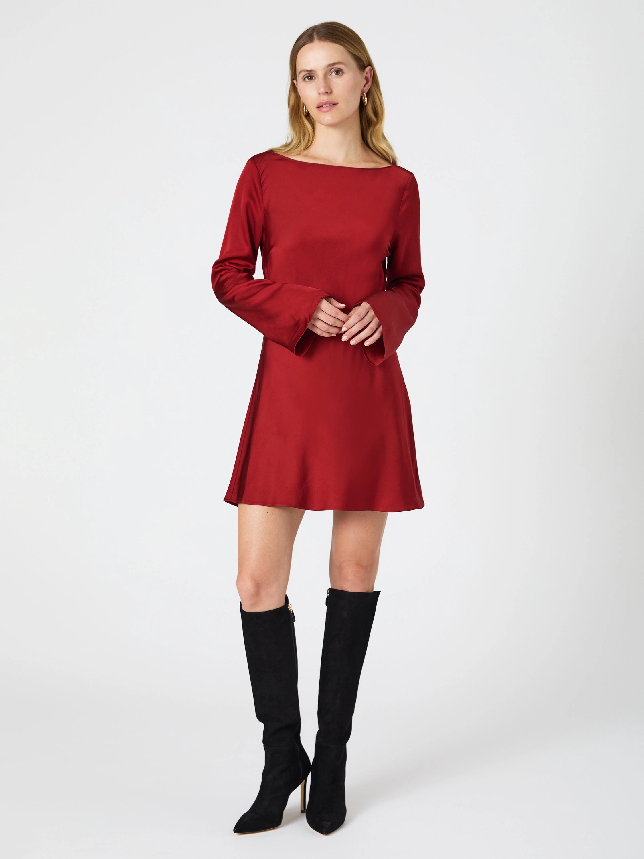 Premium Quality Ennis Satin Longsleeve Mini Dress