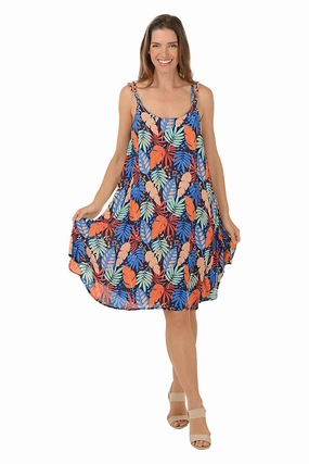 Tropical Leaf Braided Double Strap Dress Live Soft