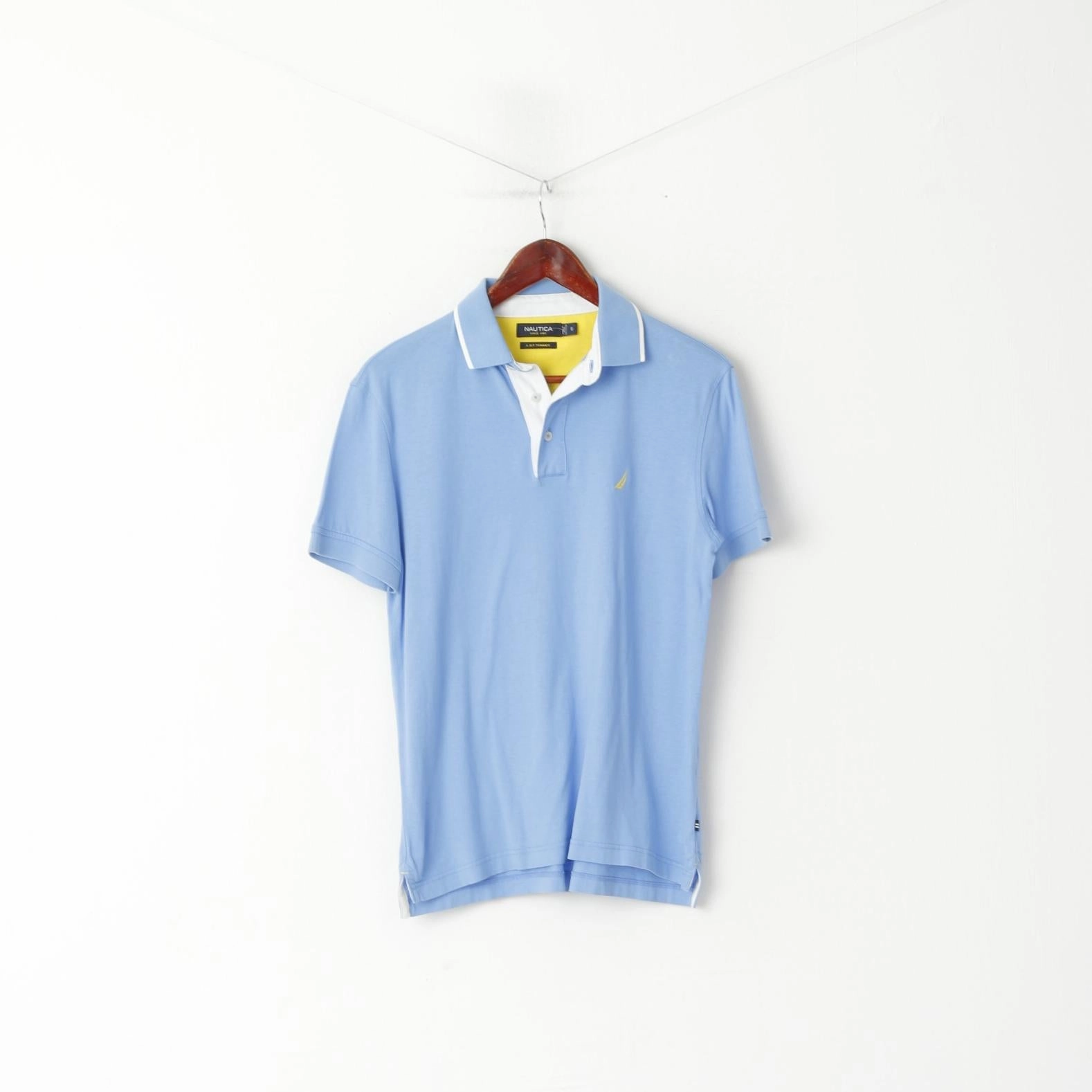 Nautica Men S Polo Shirt Blue Cotton Detailed Buttons Stretch Plain Fit Top Timeless Fit Fashion Top