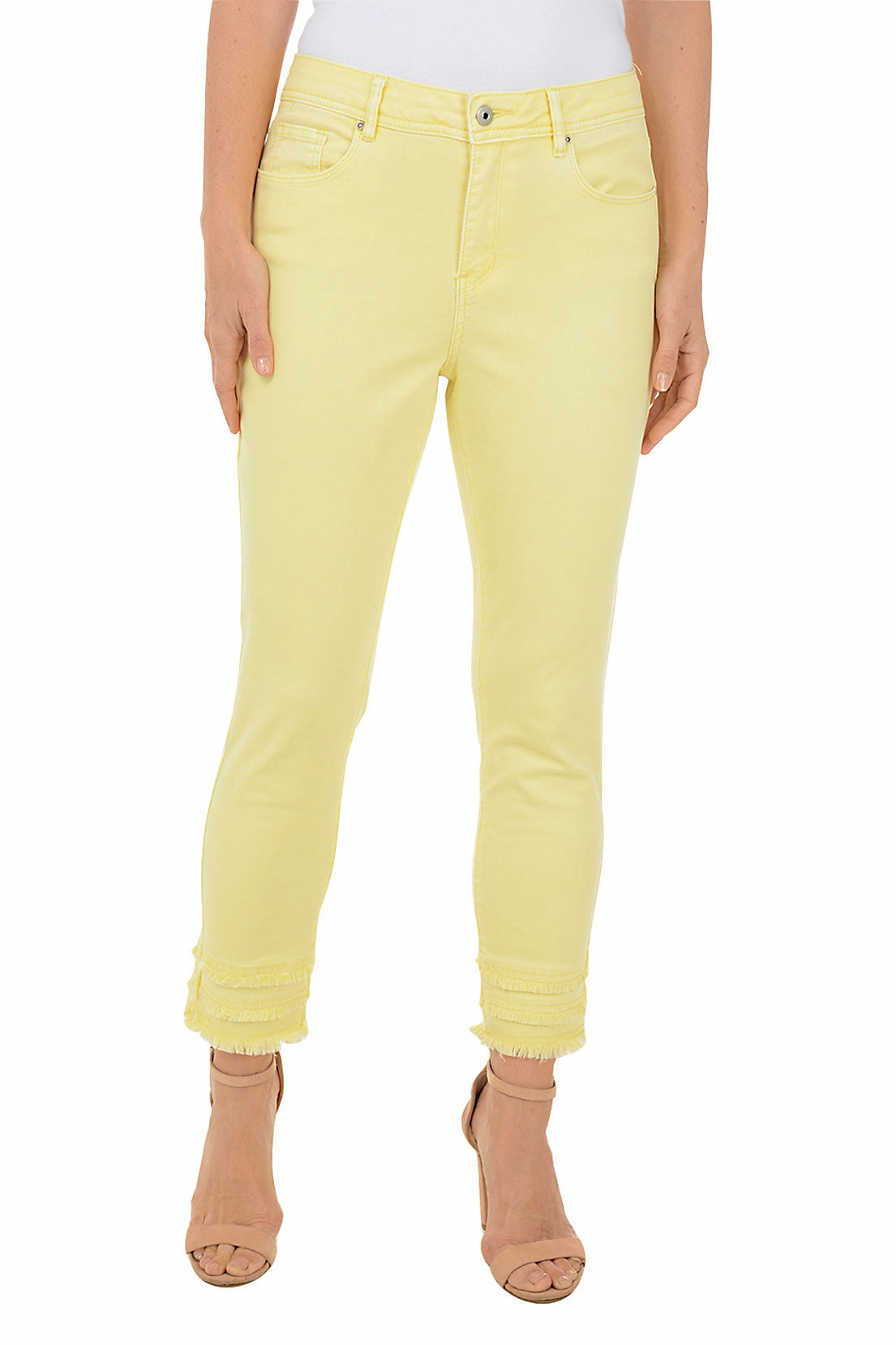 Frayed hem Triple Frayed Denim Twill Crop Pant