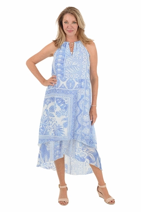 Tropical Tiles Necklace Sleeveless Dress Sharp Finish