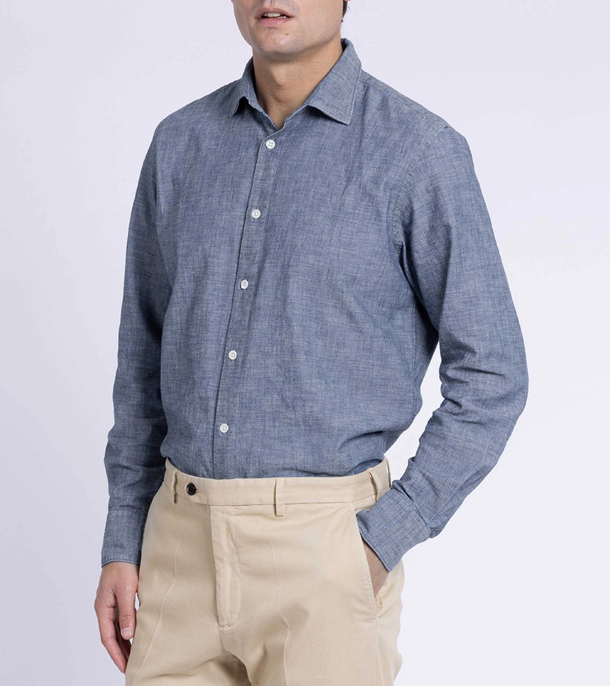 Trendy Outfit Trunk Austin Japanese Chambray Shirt: Dark Blue