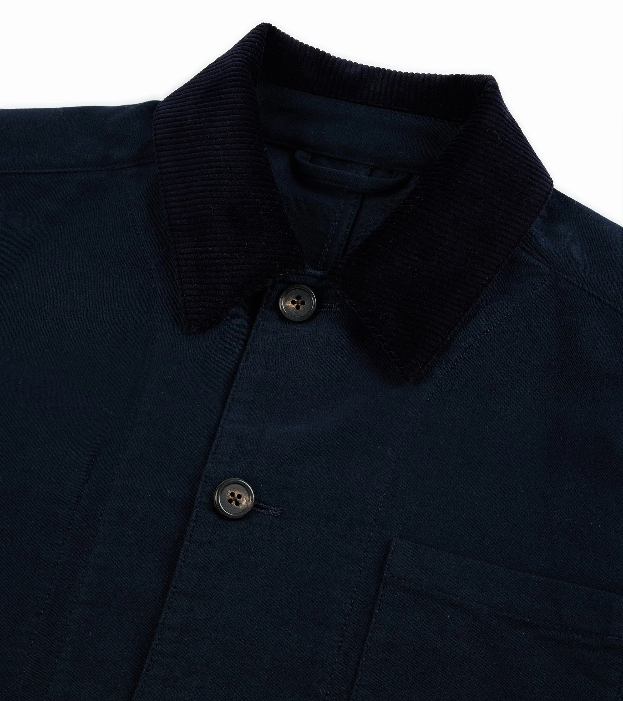 Trunk Coleman Cotton Moleskin Chore Jacket: Navy Fleece Backing