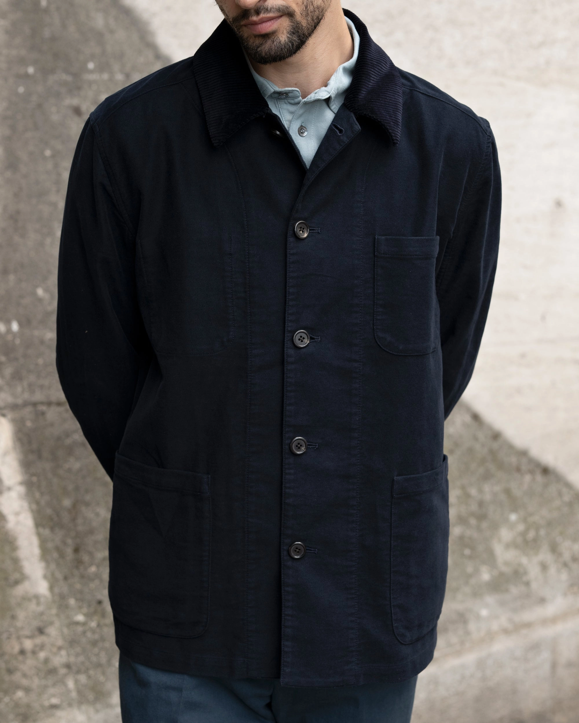 UltraQuietMaterial Lightweight Polyester Blend Trunk Coleman Cotton Moleskin Chore Jacket: Navy