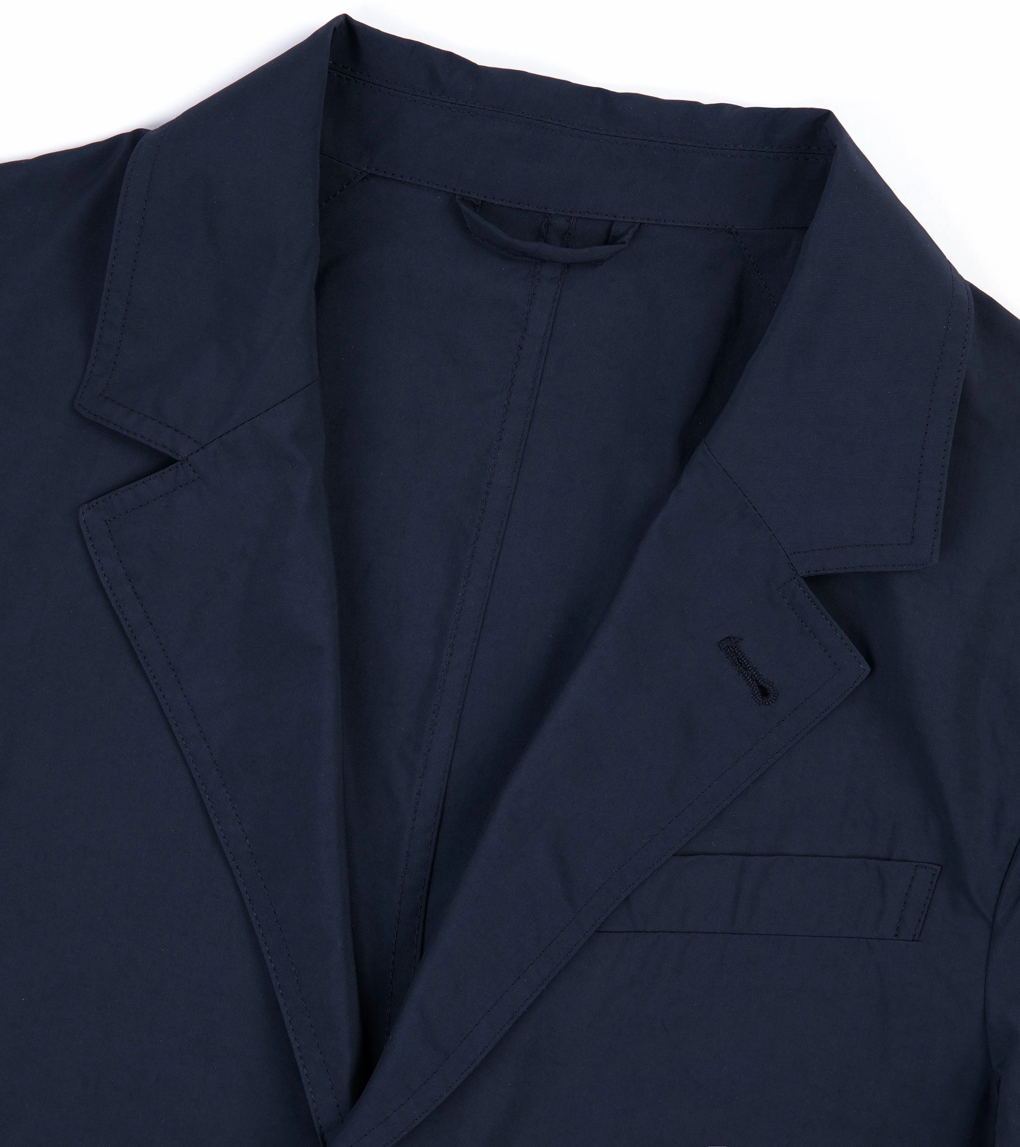 Trunk Culcross Japanese Nylon Jacket: Navy Notch Lapel AdjustableHood