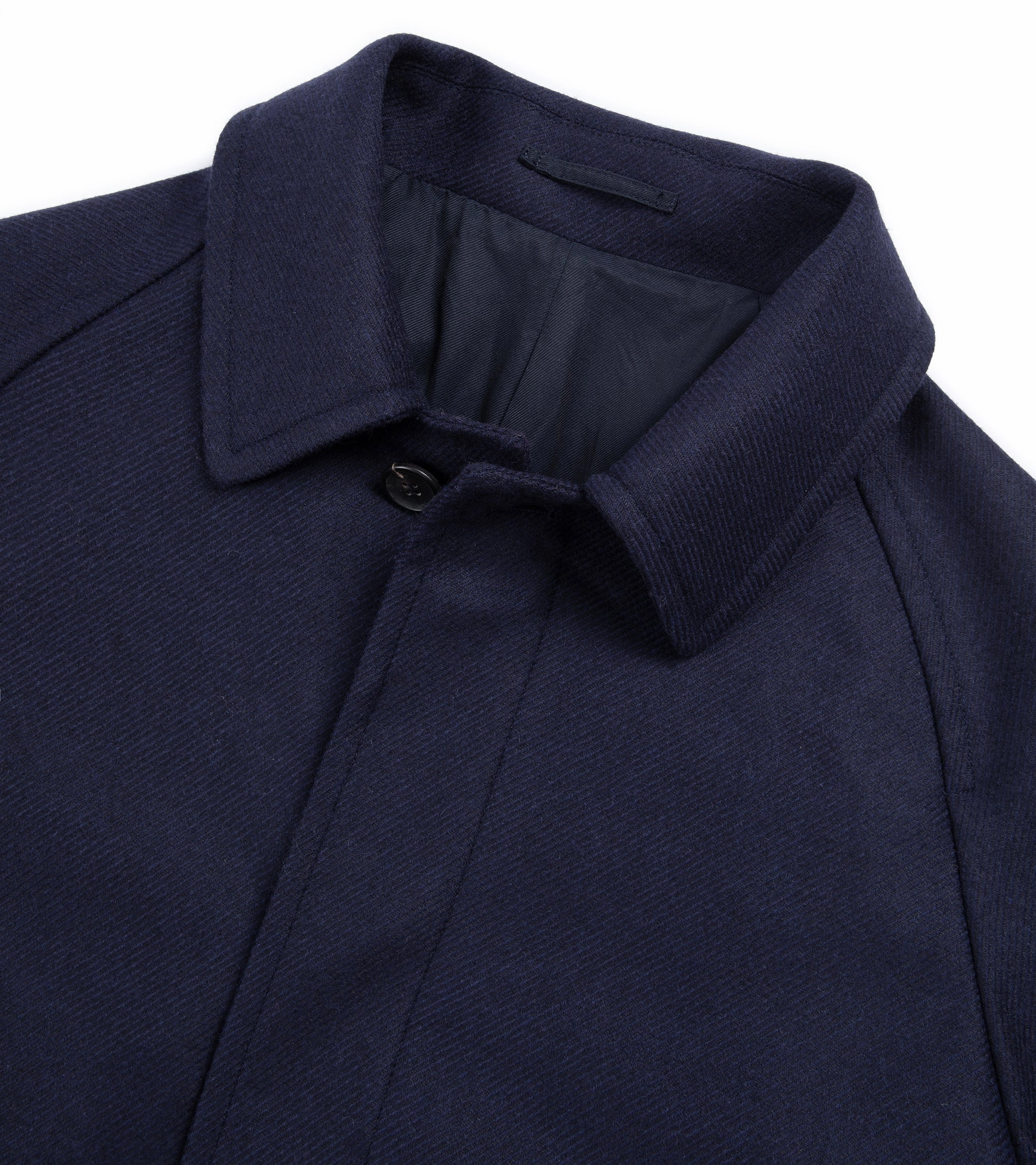 Trunk Devonshire Abraham Moon Plain Weave Wool Overcoat: Navy Tactical Wear Mold Resistant Coating
