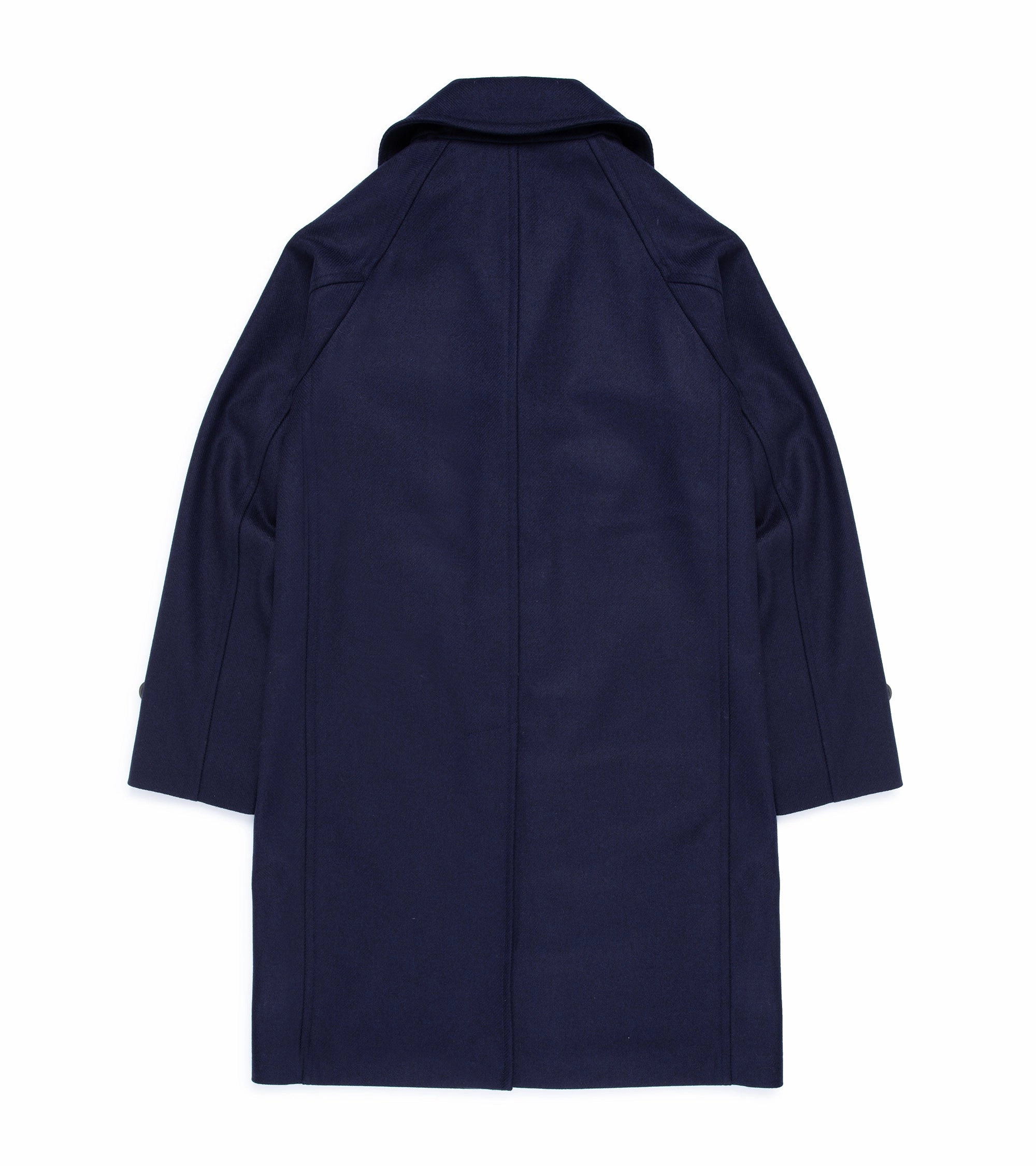 Bonded Seam Construction Ventilation Panels Trunk Devonshire Abraham Moon Plain Weave Wool Overcoat: Navy