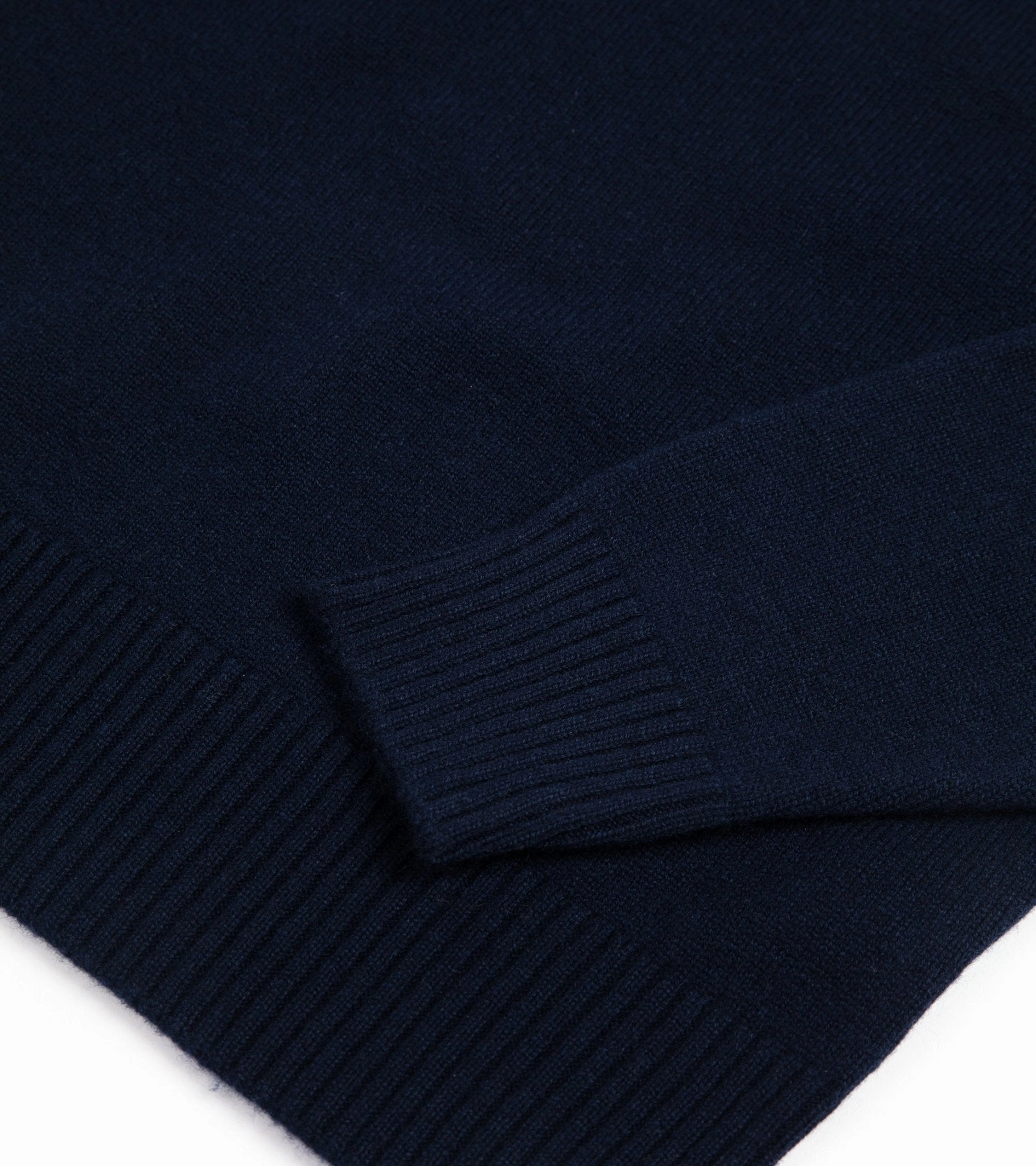 Trunk Dover Cashmere Crew Neck Sweater: Navy Ribbed Detailing
