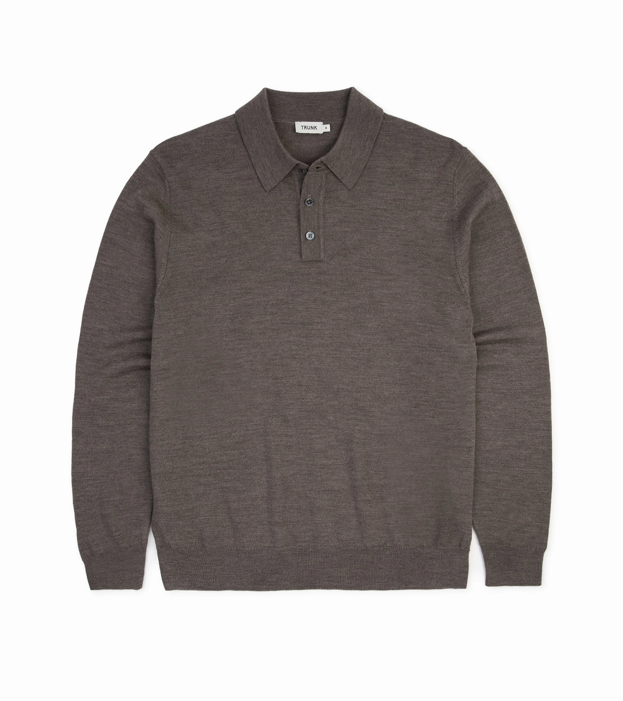 Quick Dry Weaving Trunk Enford Merino Knit Long Sleeve Polo Shirt: Mink