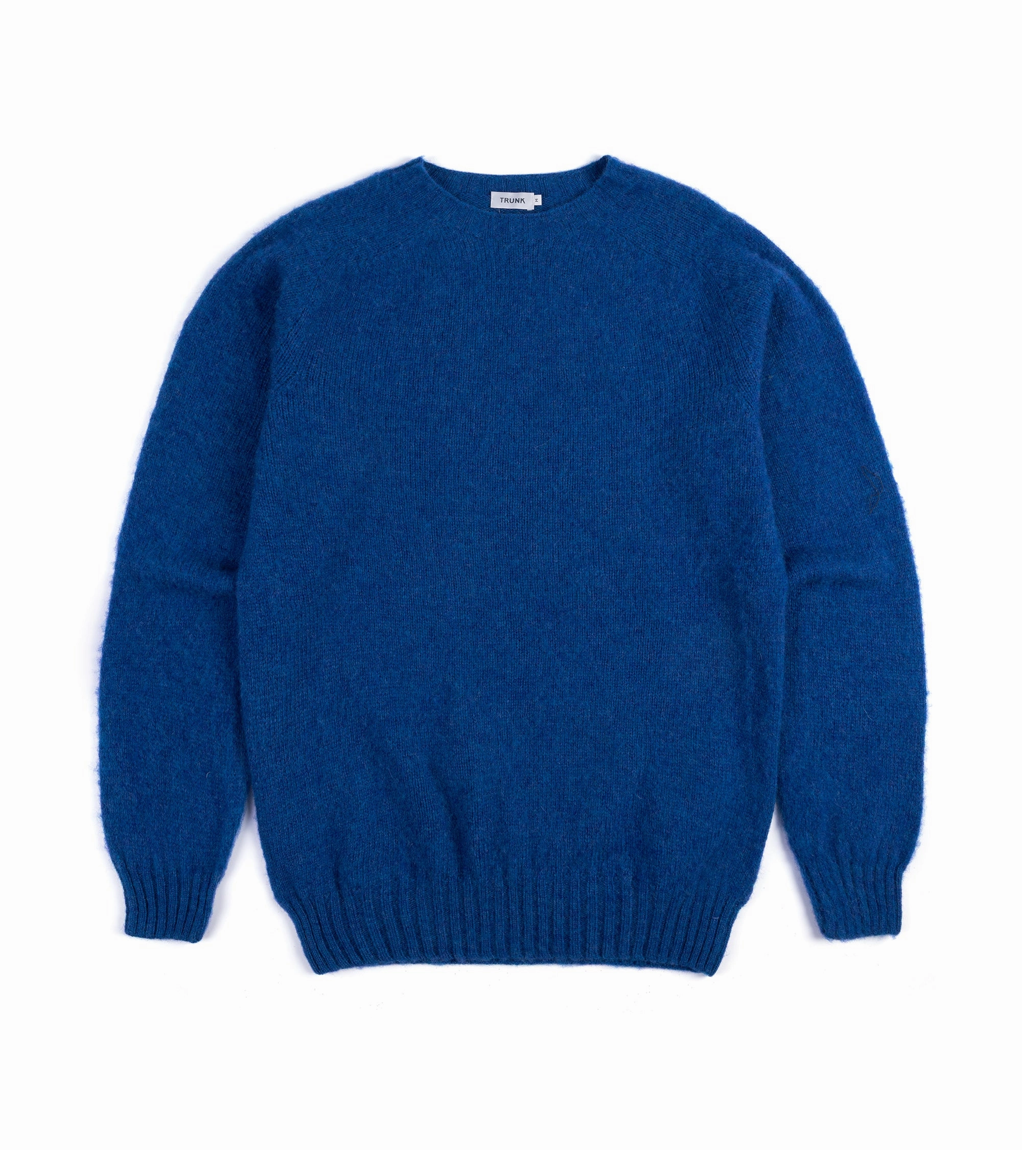 Trunk Goswell Brushed Lambswool Crew Neck Sweater: Azure Blue Moisture Wicking Texture WrinkleResistant Knit Structure