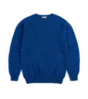 Calm Outfit Trunk Goswell Brushed Lambswool Crew Neck Sweater: Azure Blue