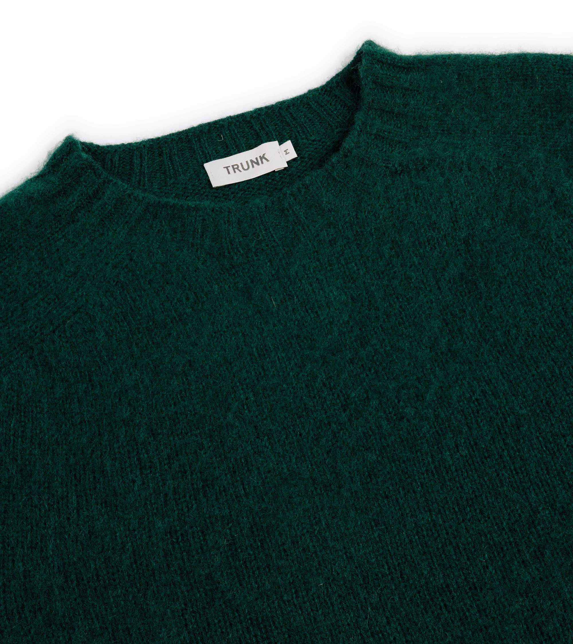 Trunk Goswell Brushed Lambswool Crew Neck Sweater: Bottle Green Stretchable Cuffs Durable Edge Binding