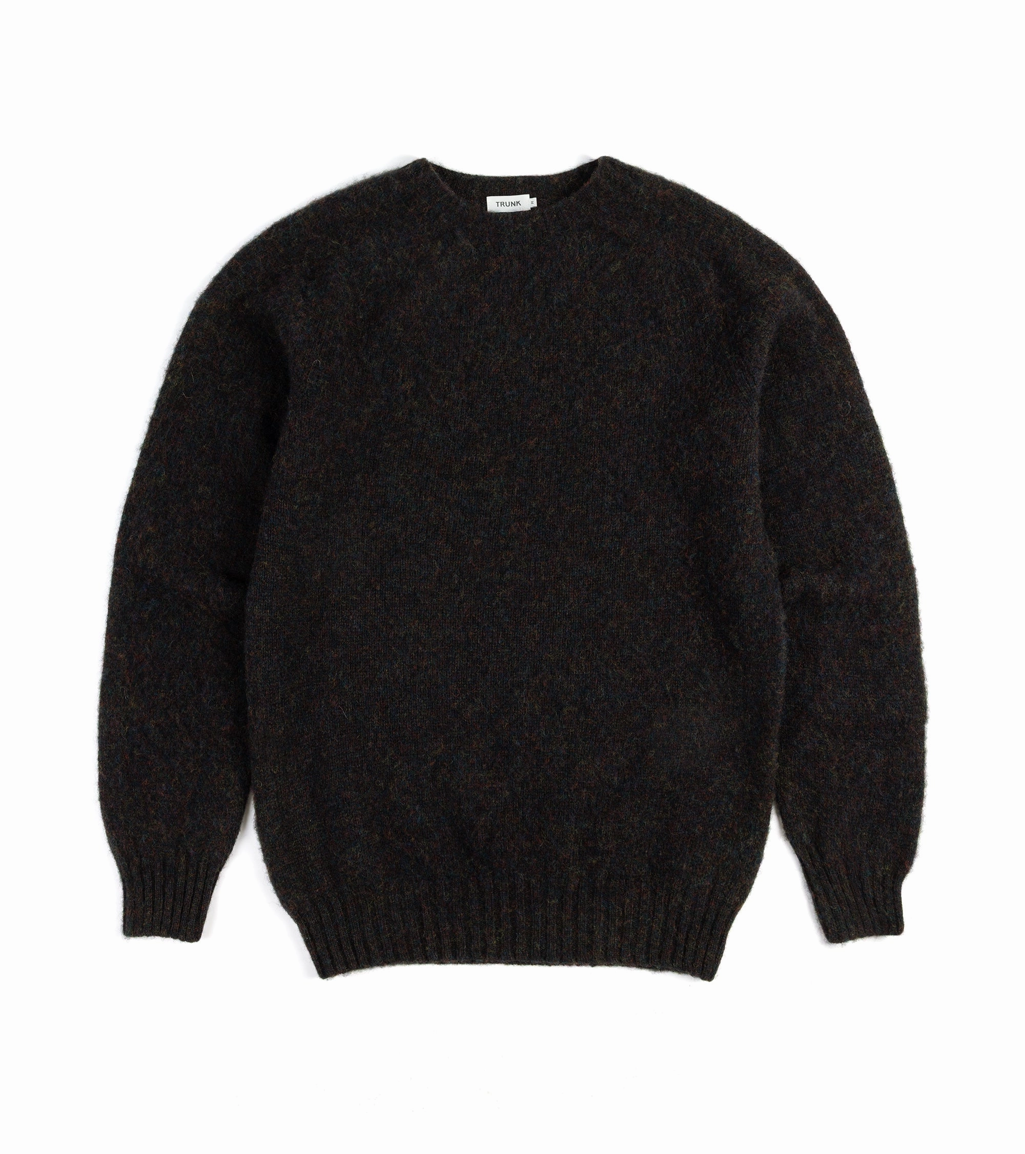 Trunk Goswell Brushed Lambswool Crew Neck Sweater: Charcoal ShapeRetention Fabric Flexible Edging