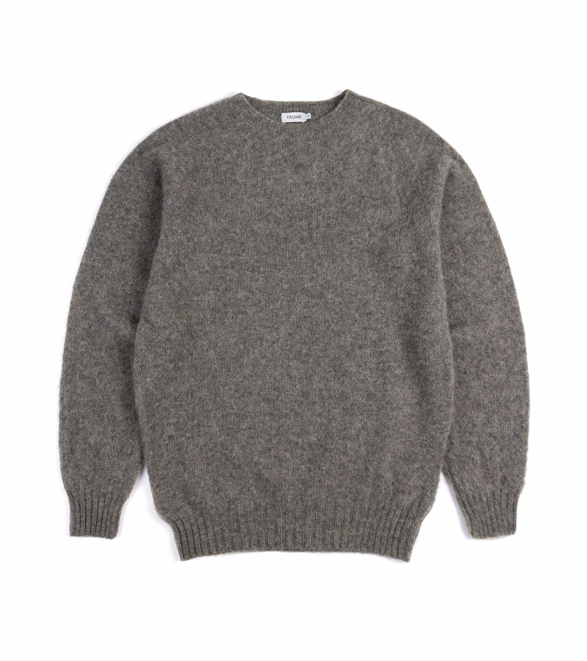 Trunk Goswell Brushed Lambswool Crew Neck Sweater: Dark Natural Layer Option Seasonal Layer