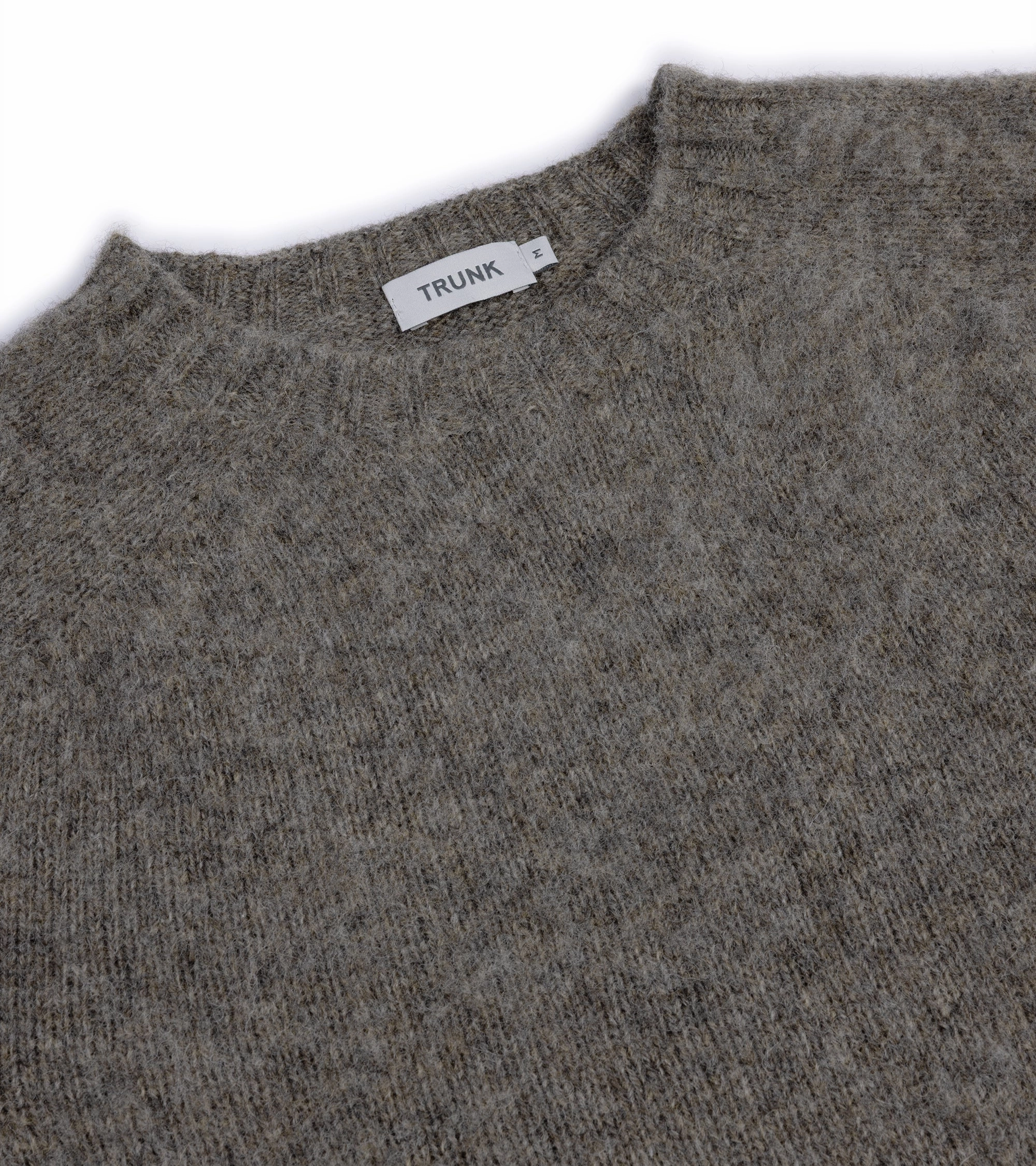 Trunk Goswell Brushed Lambswool Crew Neck Sweater: Dark Natural Stretch Fabric Neat Look