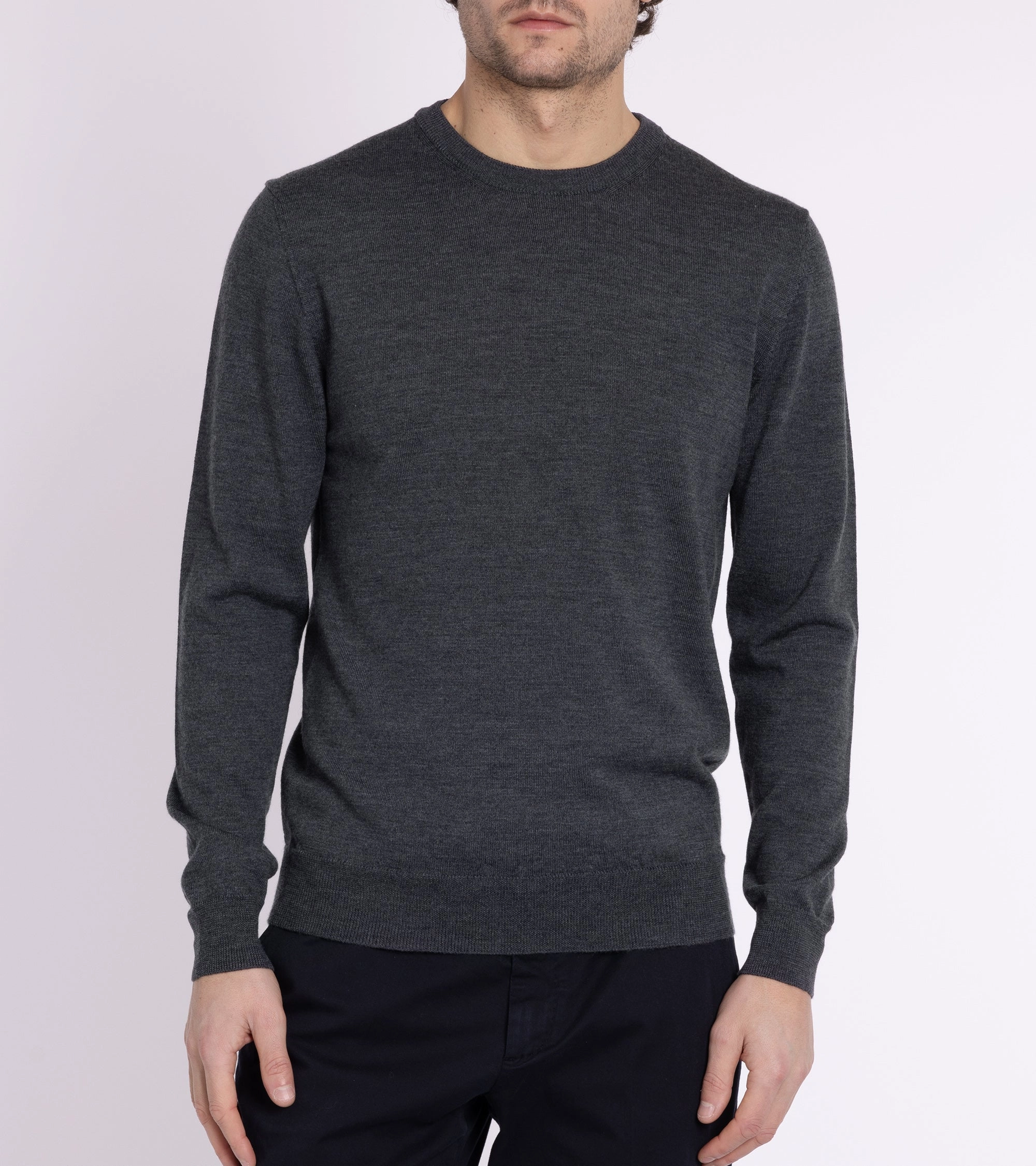 Trunk Harley Merino Crew Neck Sweater: Dark Grey Modern Look